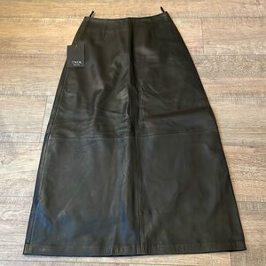 NWT Trek New York Black Genuine Lamb Leather Maxi Pencil Skirt Size 6 & 4